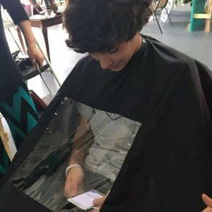 CUSTOM EMBROIDERY Barber cape phone window apron